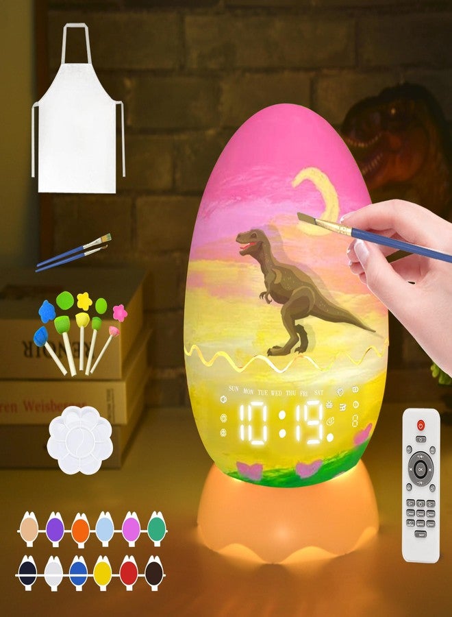 MTDYHY Paint Your Own Glowing Dragon Egg Night Light with Digital Clock Alarm Clock/Bluetooth Speaker, 12 Colors Painting Art & Crafts Kit Supplies for Kids/Adults, Ideal for Graffiti Enthusiasts - Image 1